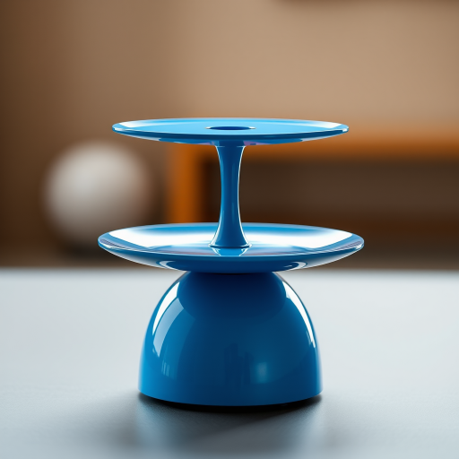 create a sleek blue balance scale design with a modern aesthetic, using a DSLR camera, ISO 100, aperture f/8, focal length 50mm, soft studio lighting to enhance the colors and details with a slight depth of field effect