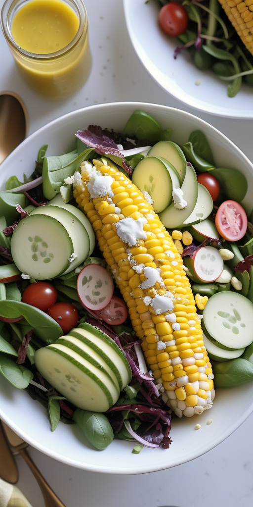 golden girl salad with sweet corn vinaigrette