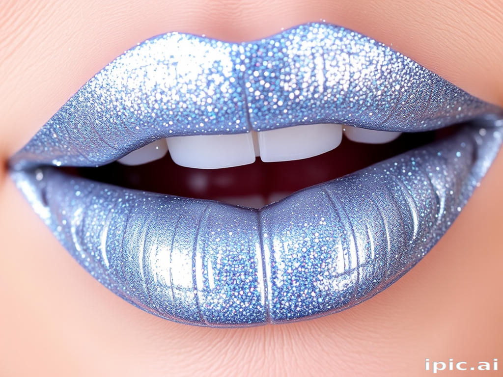 Holographic silver lip topper "Galactic Frost" with multi-dimensional shimmer and a cooling effect, perfect for futuristic and space-inspired makeup looks, non-sticky and lightweight formula
