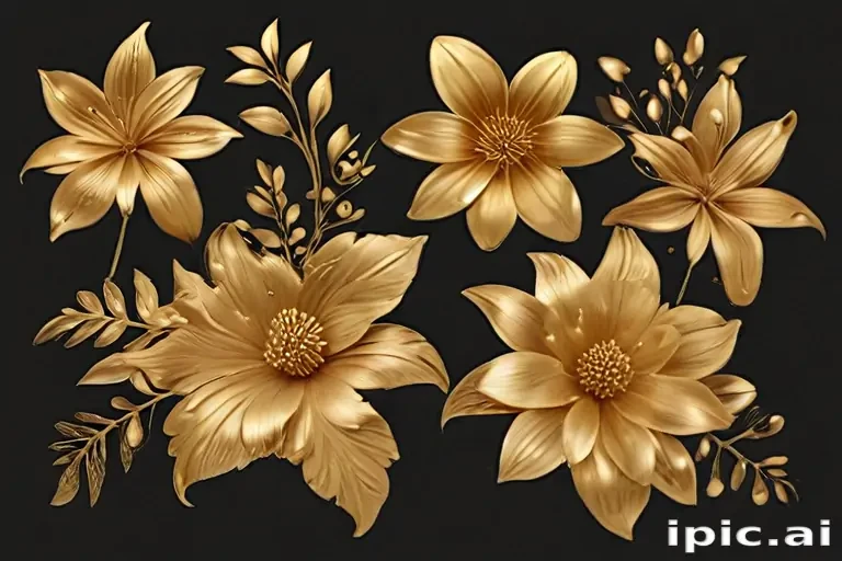 gold flowers png