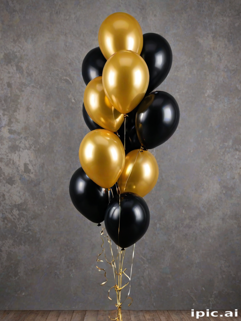 black and gold balloons png