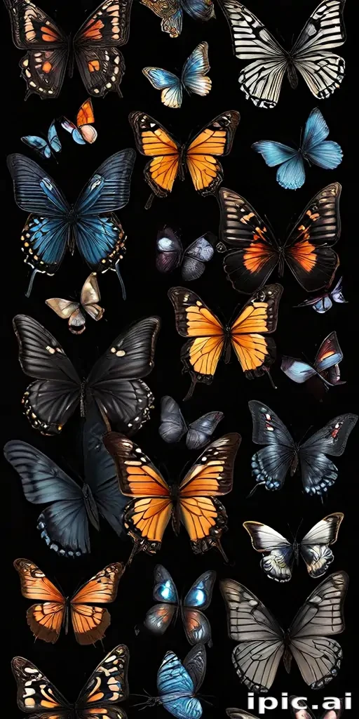 butterflies in black background