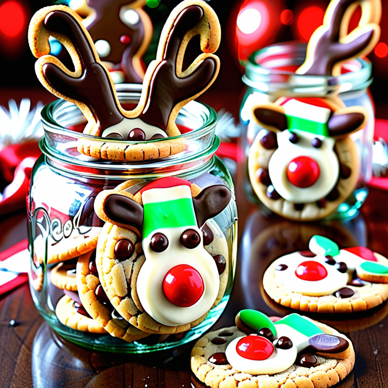 reindeer cookies in a jar