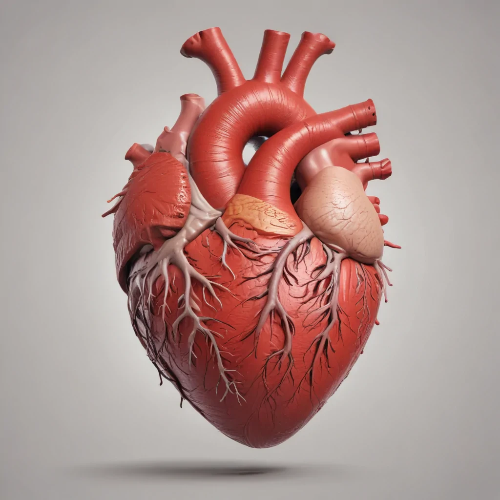 A Detailed 3D Rendering of the Human Heart with Vascular Structures Visible