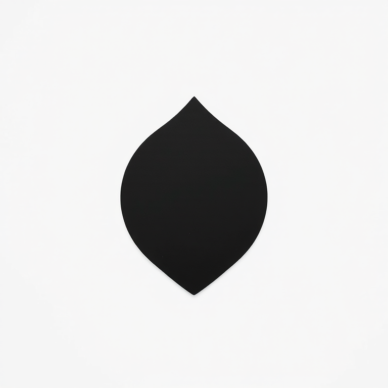 Create a high-resolution image of a minimalist black silhouette design on a white background, shot with a Canon EOS R5 at f/8, ISO 100, 1/200s, using a standard lens in a flat lay style.
