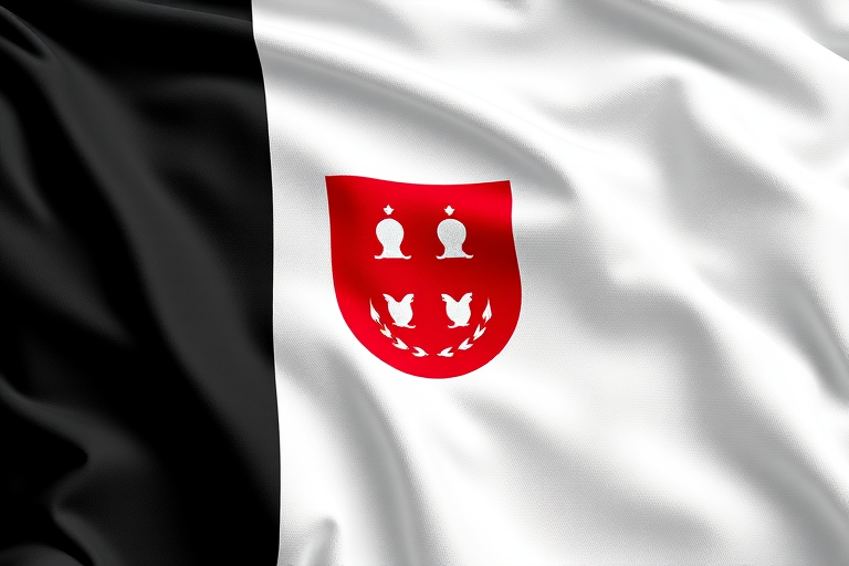 Create a high-resolution image of the flag of Hesse, Germany, with realistic fabric texture and gentle waves, captured with a DSLR camera at f/8 aperture, ISO 100, 50mm lens, in natural light for vibrant colors and sharp details.