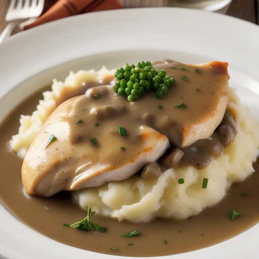 chicken in gravy over mashed potatoes