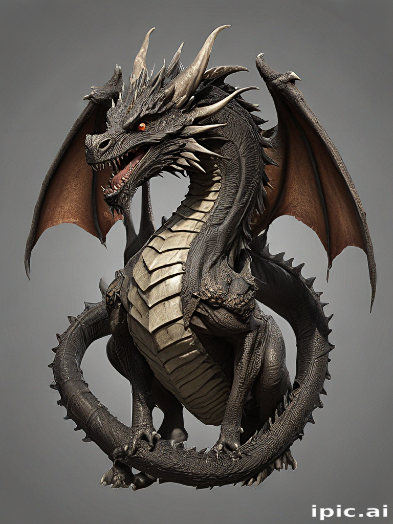 Majestic Dragon with Intricate Scales and Powerful Wings in Dynamic Pose