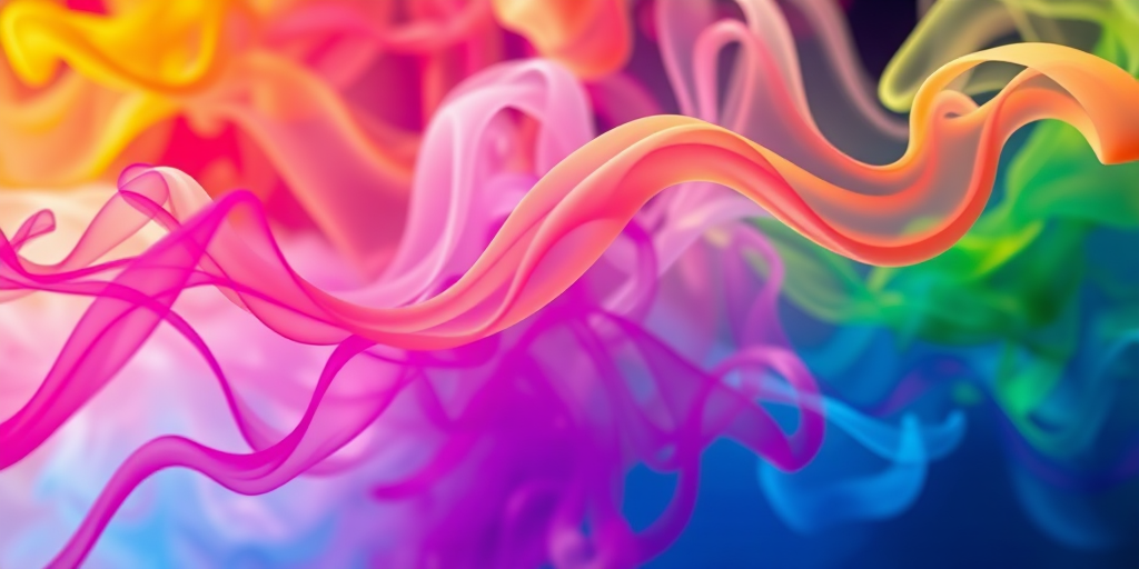 create a vibrant abstract image of colorful smoke in various hues, featuring smooth curves and human-like silhouettes, captured with a Canon EOS 5D Mark IV, 50mm f/1.8 lens, low light setting, ISO 100, f/8, using a soft focus style.