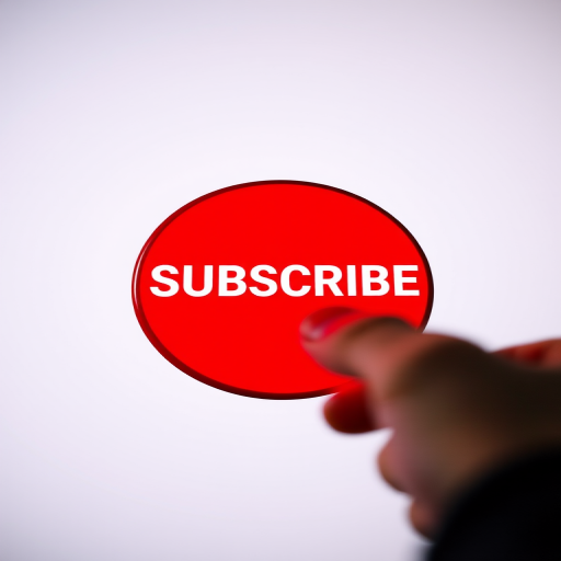 Bright Red Button with the Word 'Subscribe' on a Black Background