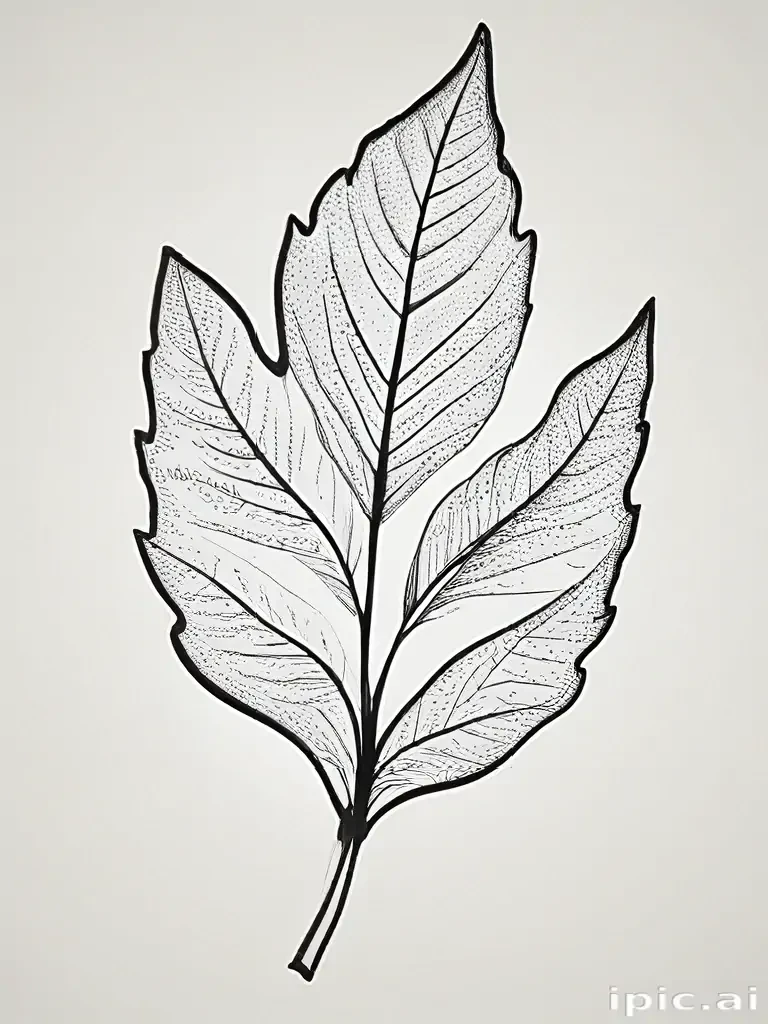 clipart leaf black and white