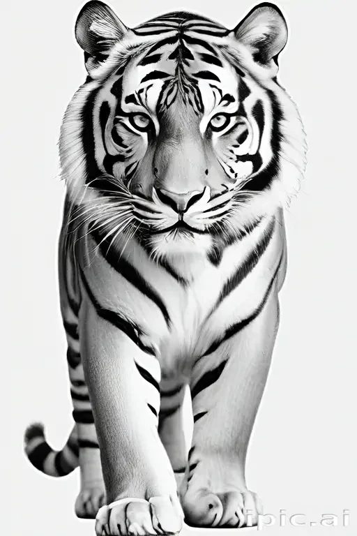 tiger clipart black and white