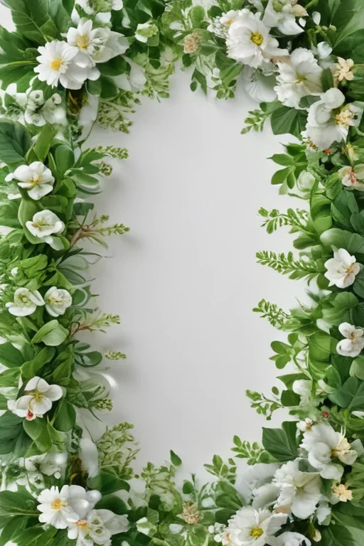 white and greenery background