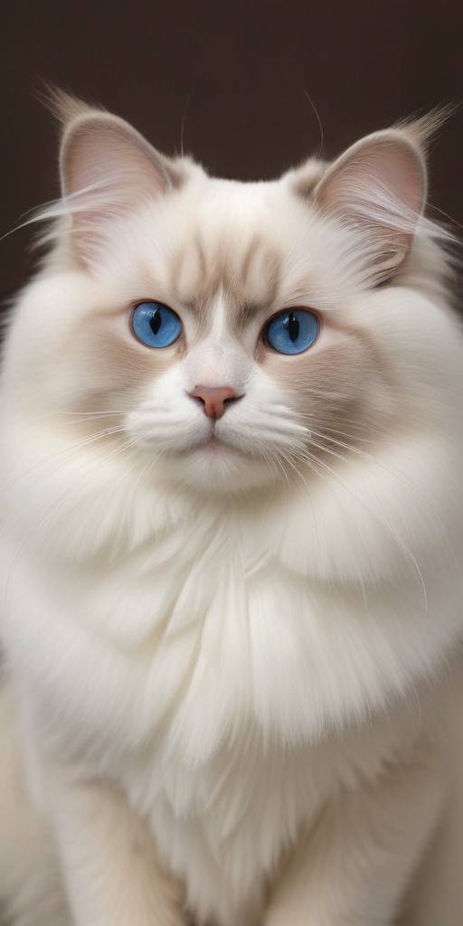 A Majestic Cat with Stunning Blue Eyes and Fluffy White Fur.