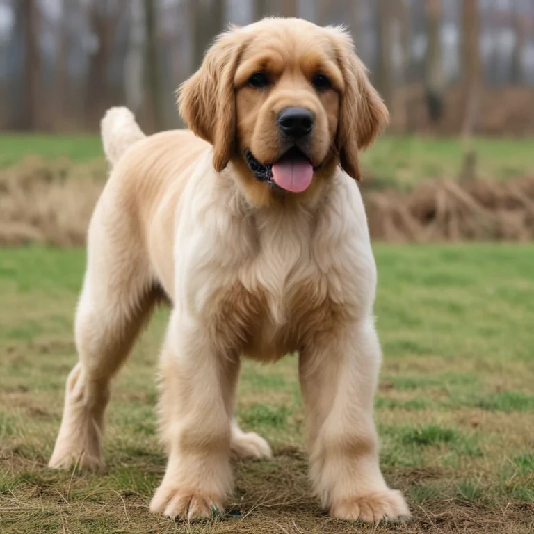 A Playful Golden Retriever Puppy Enjoying a Sunny Day Outdoors.