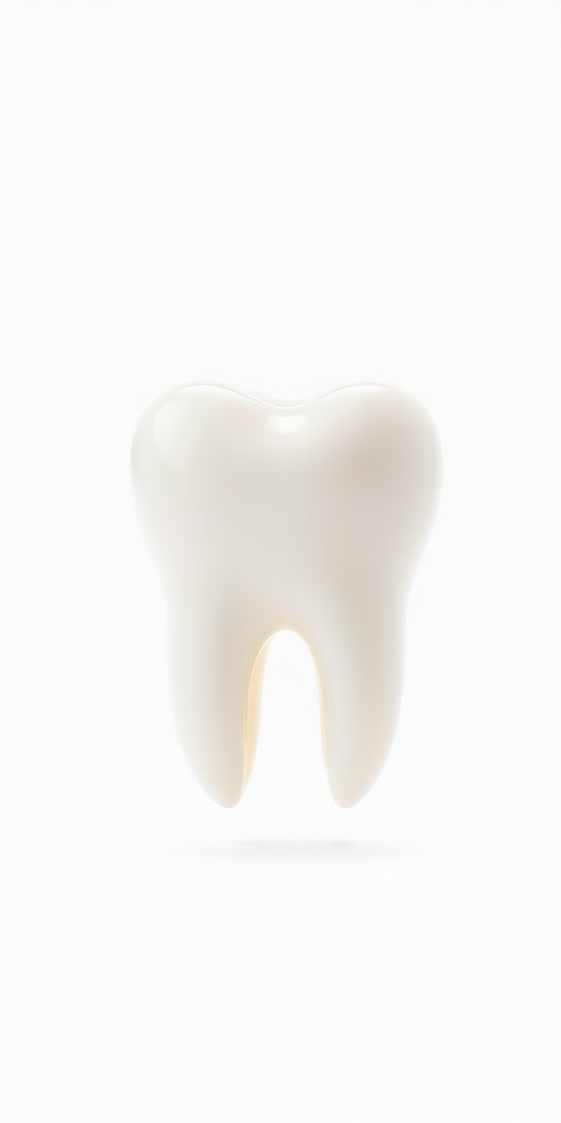 Create a hyper-realistic illustration of a single white tooth on a transparent background, with soft studio lighting, 50mm lens, f/2.8 aperture, shot from a slightly elevated angle, 300 DPI resolution.