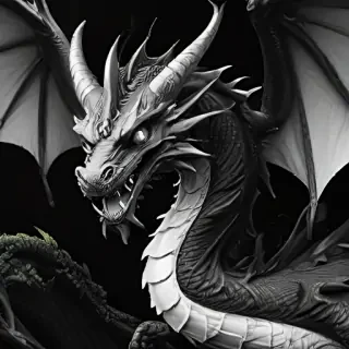 dragon black and white