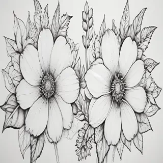 line work flowers