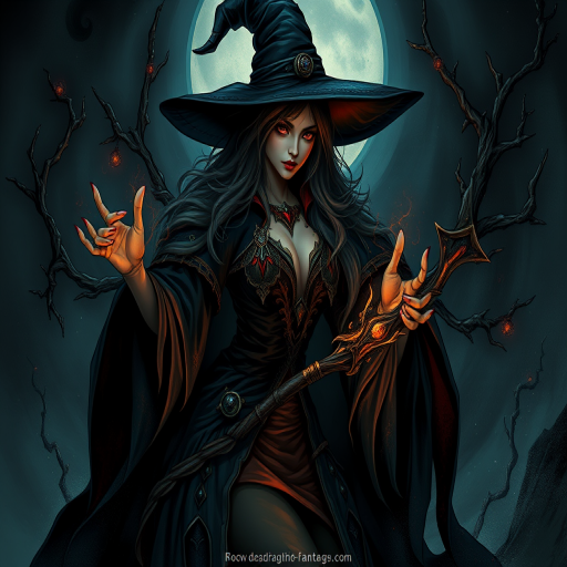 beautiful dark witch fantasy art