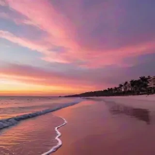 pink beach sunset