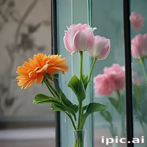 flowers behind glass wallpaper