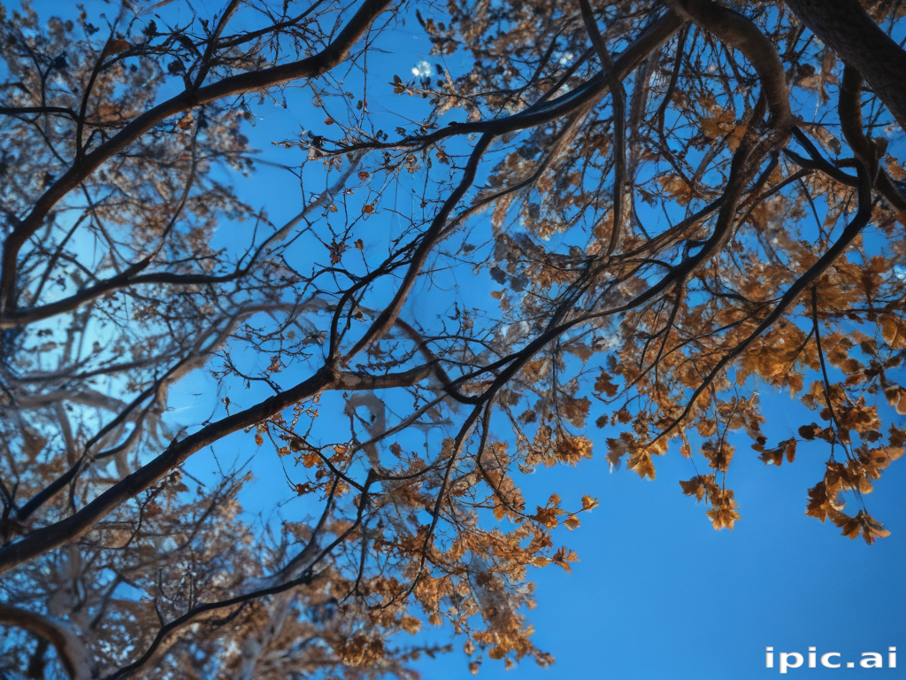 Branches of Autumn Trees Against a Clear Blue Sky in Daylight