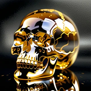 transparent gold skull