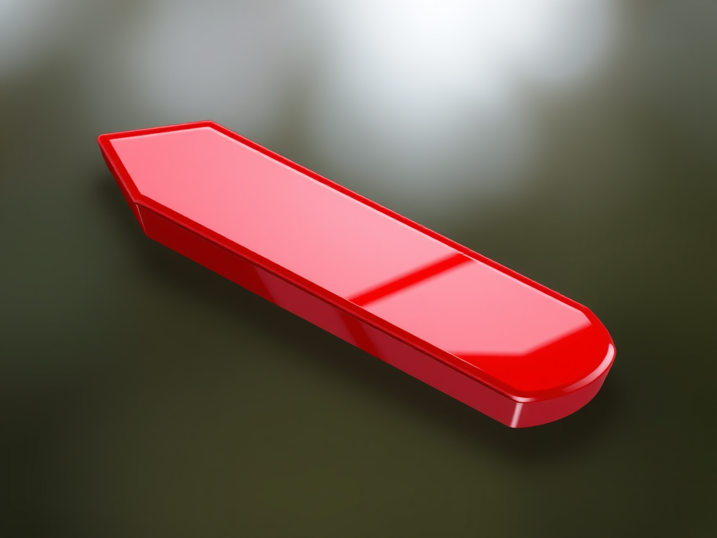 Create a glossy red left arrow icon with a smooth gradient finish, shot in high resolution with a DSLR camera at f/8 aperture, 50mm lens, natural lighting, and a soft-focus background for enhanced clarity.