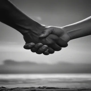 handshake black and white