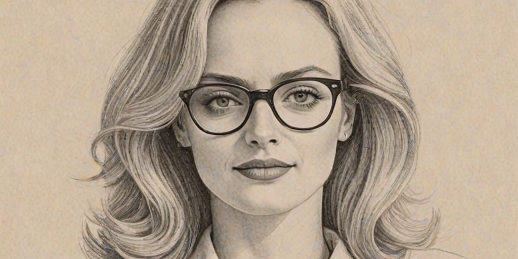 Enchanting Heather Graham, pencil sketch, portrait of Graceful woman 1952s in glasses, hair style beatnik, outline, clear lines, fine lines, 8k