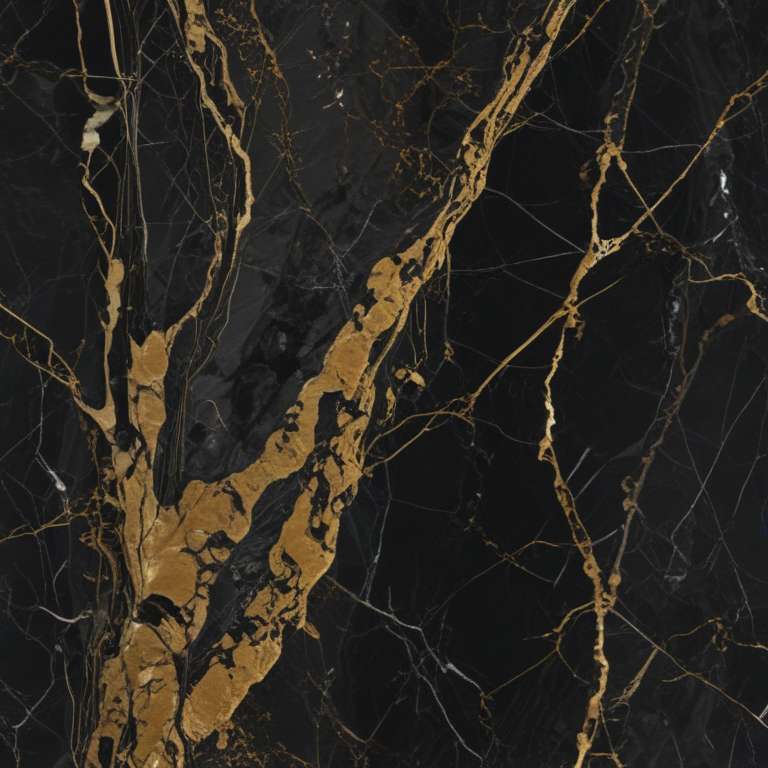 Elegant Black Marble with Striking Gold Veins and Unique Patterns Design.