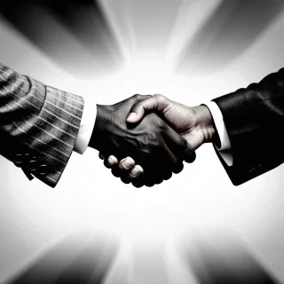 handshake black and white