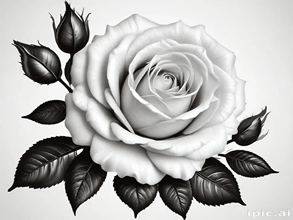 roses clipart black and white