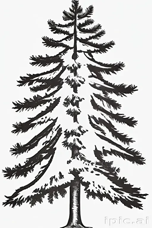 pine tree clipart black and white