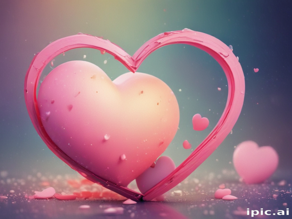 Radiant Heart Surrounded by Delicate Floating Hearts in a Dreamy Background