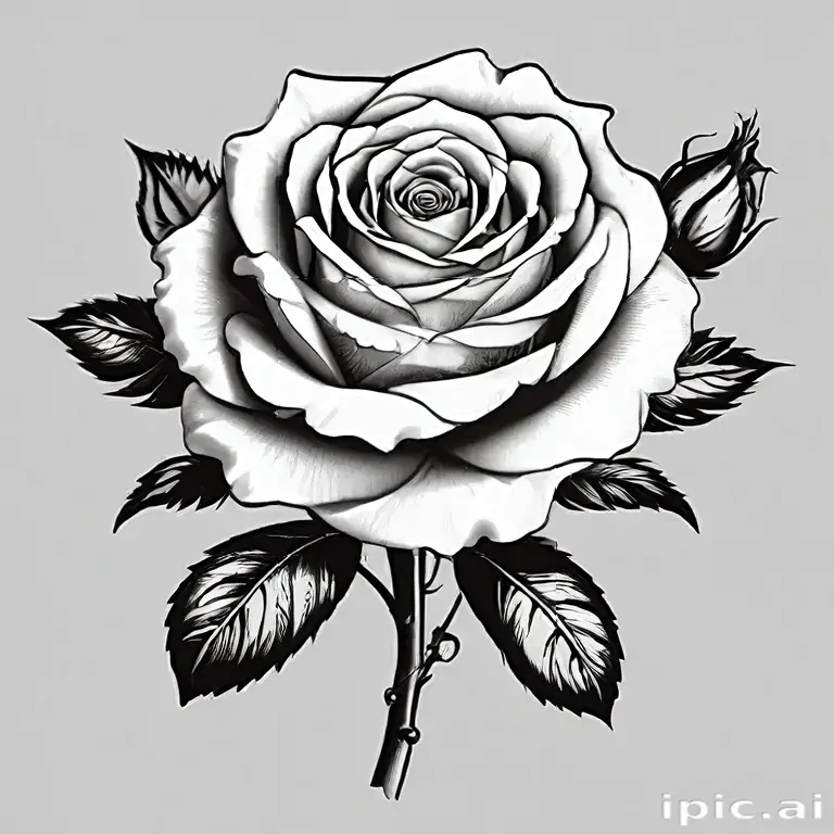 rose clip art black and white