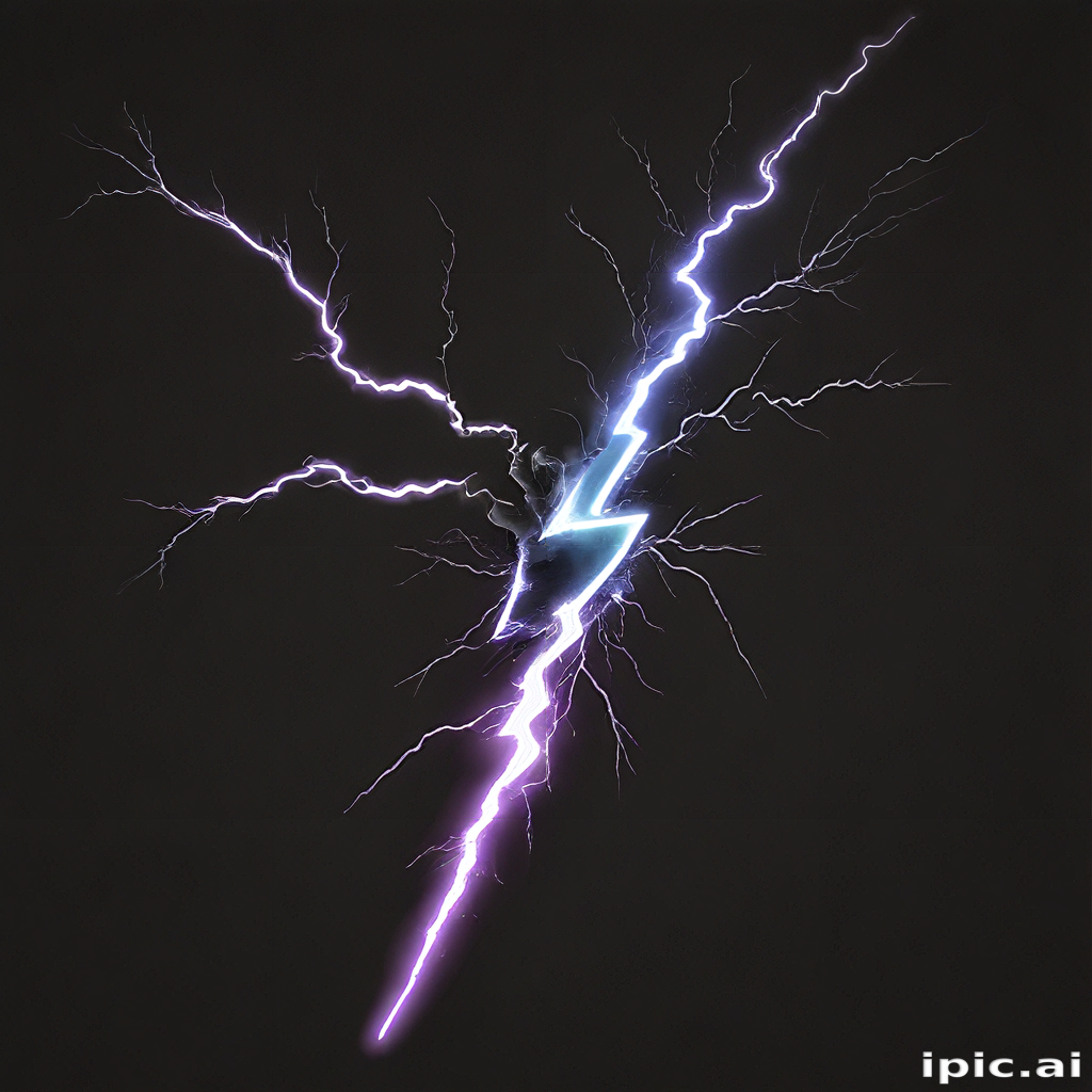 Dynamic Display of Electric Lightning Bolt Illuminating the Dark Background