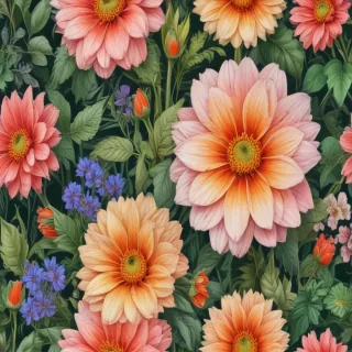 drawings of flowers in color