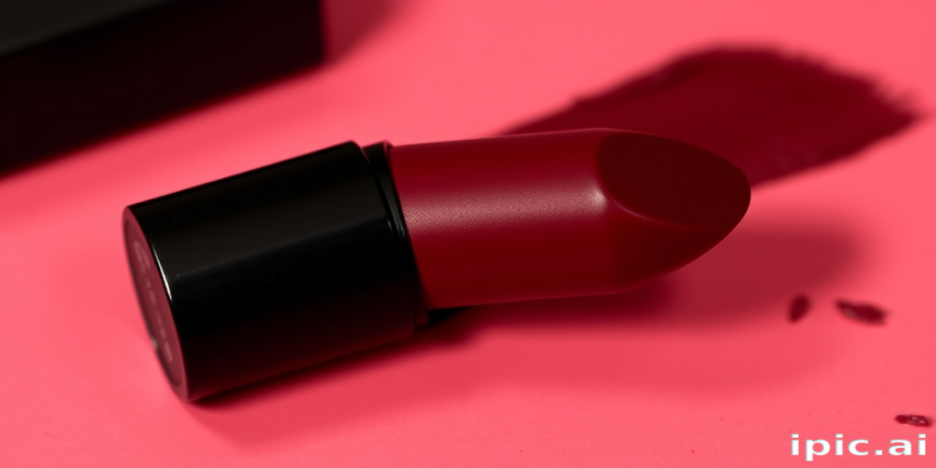 Matte burgundy lipstick "Velvet Noir" with long-lasting formula, rich pigmentation, and a smooth application, ideal for dramatic evening looks and special occasions