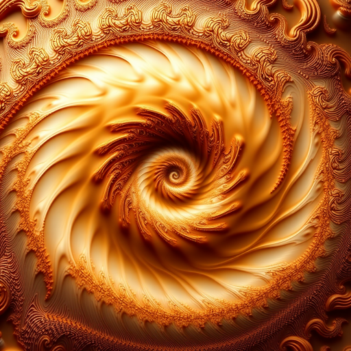 Create a high-resolution fractal image featuring a swirling pattern with intricate details in warm and cool tones, captured using a DSLR camera at f/8 aperture, 1/125 sec shutter speed, ISO 100, with a macro lens for enhanced clarity and depth, viewed from a slightly elevated angle to emphasize the spiral effects.