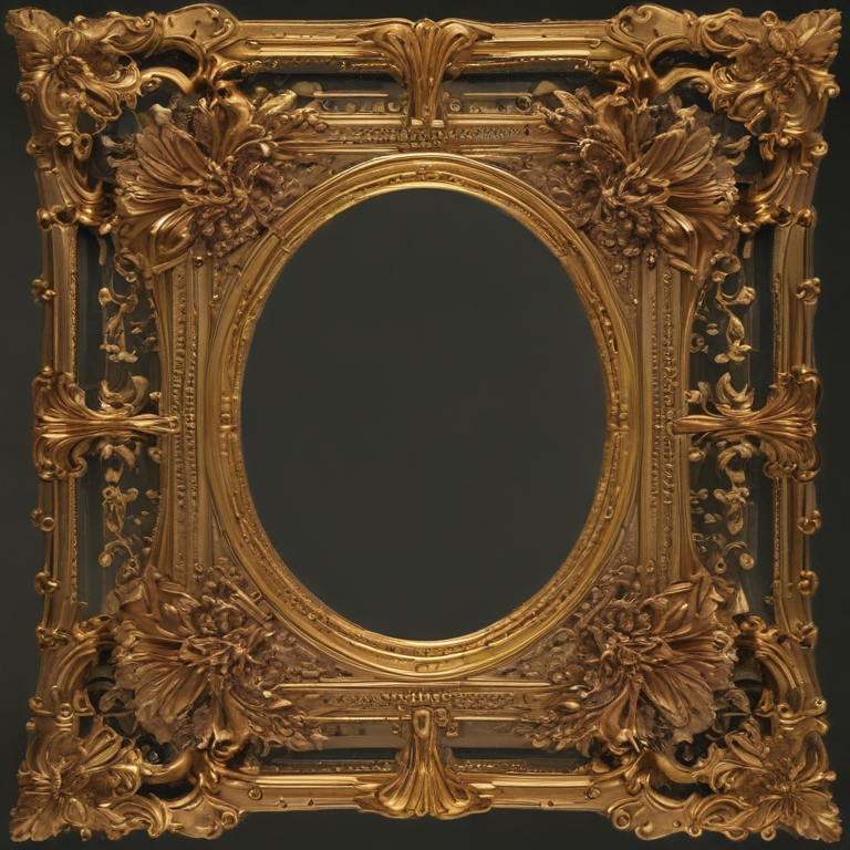 Ornate Golden Picture Frame Adorned with Intricate Floral Designs and ...