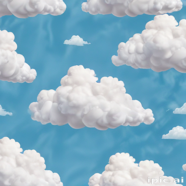 Fluffy White Clouds Floating in a Bright Blue Sky Background Scene