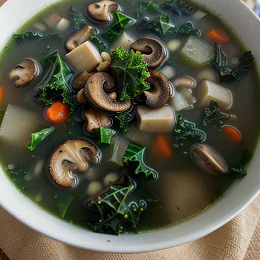 soup with kale and mushrooms