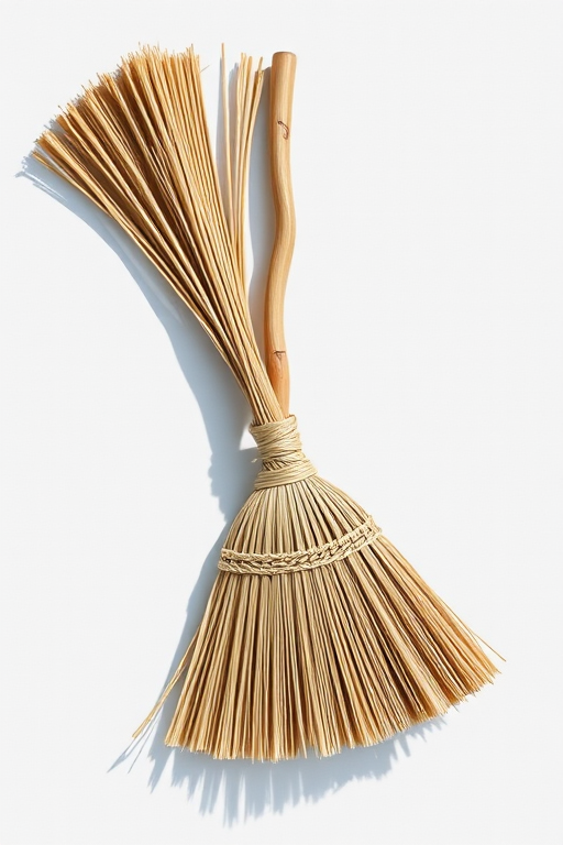 create a vector illustration of a broom on a transparent background with high resolution, using a DSLR camera with a 50mm lens, aperture f/2.8, ISO 200, natural lighting for soft shadows, top-down view to focus on the broom details.
