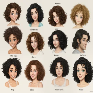 cartoon characters with curly hair