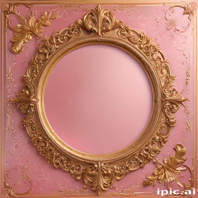 Ornate Golden Frame with Pink Background for Elegant Decorative Display