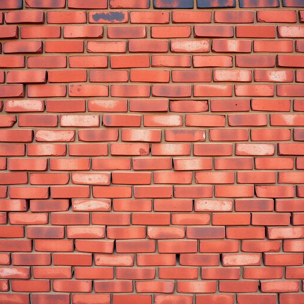 Create a detailed image of a red brick wall with a focus on texture and color, using a Canon EOS 5D Mark IV, aperture f/8, ISO 200, shutter speed 1/125 sec, viewed straight on with a natural light setting.