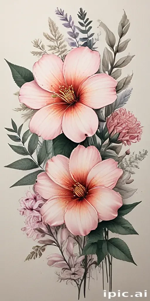 aesthetic flowers drawing