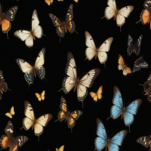 butterflies in black background