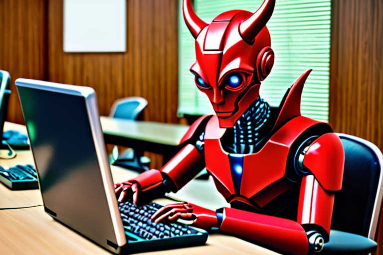 Devil Computer Engineer devil red computer robot alien marijuana